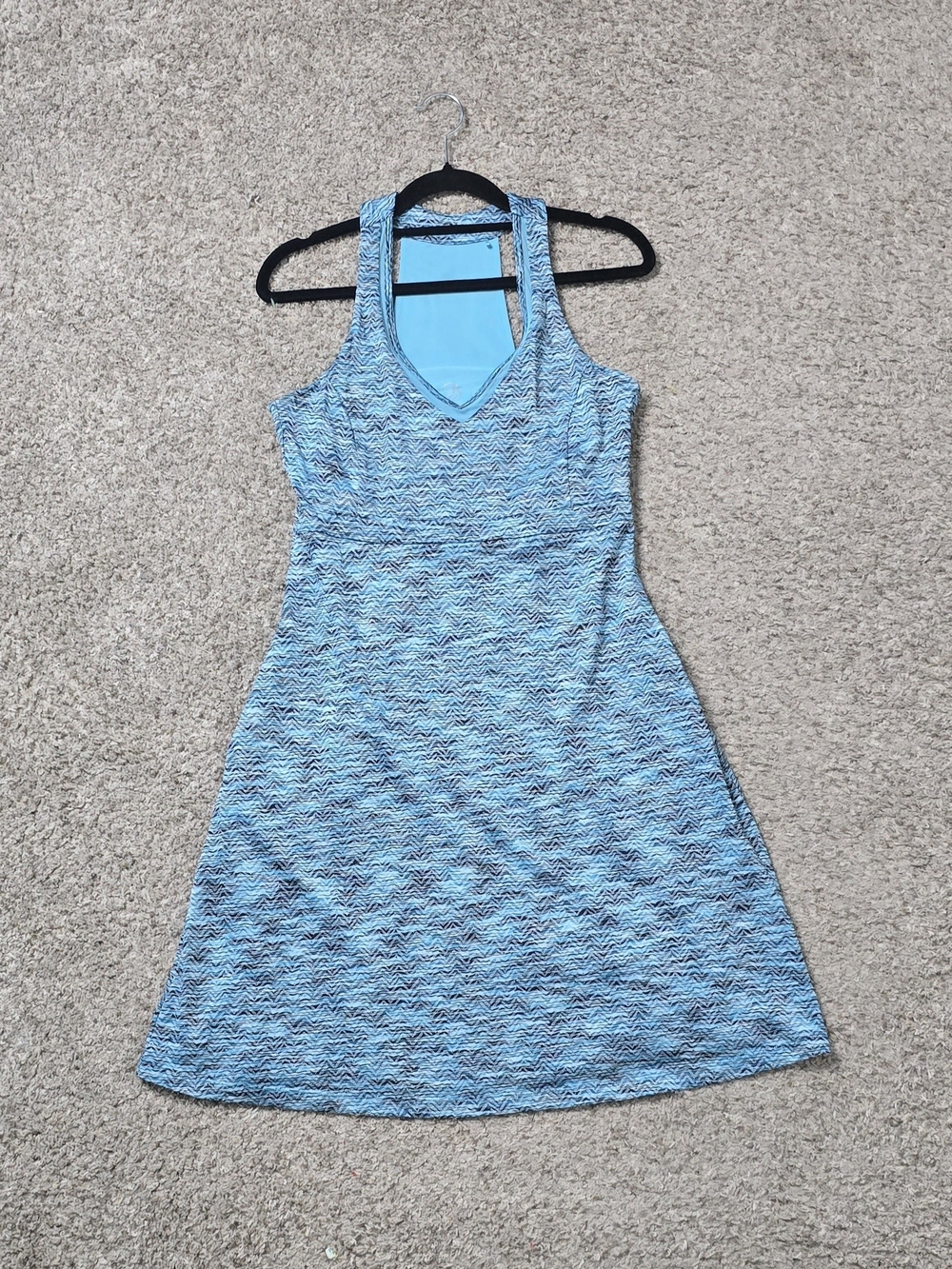 MPG Women's Blue Striped Sleeveless V-Neck Racerback Knit A-Line Dress S